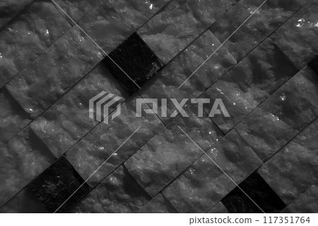 Cutting black white an grey organic marble wall rectangular, seamless lined up 117351764