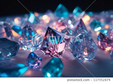 Beautiful colorful crystals close-up background 117352874
