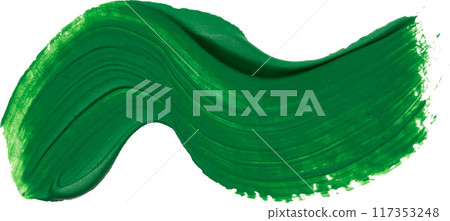 A smear of thick green paint on isolated background, gouache sample A smear of thick green paint on isolated background, gouache sample 117353248