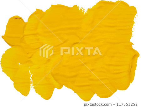 Wavy stroke of thick yellow paint on isolated background 117353252
