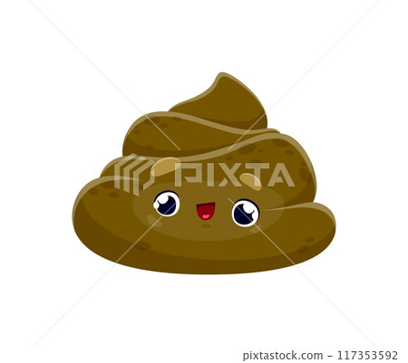 Cartoon poop emoji or poo emoticon with funny face expression, vector character. Cartoon poop smile with cute face, toilet shit or excrement emoji or stinky comic poo for kawaii emoticon sticker Cartoon poop emoji or poo emoticon with funny face expression, vector character. Cartoon poop smile with cute face, toilet shit or excrement emoji or stinky comic poo for kawaii emoticon sticker 117353592