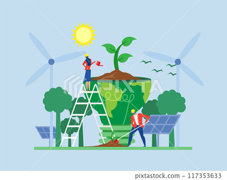 ESG concept of environmental, people in ecology energy illustration vector , save the planet, save energy, Earth Day concept vector ESG concept of environmental, people in ecology energy illustration vector , save the planet, save energy, Earth Day concept vector 117353633