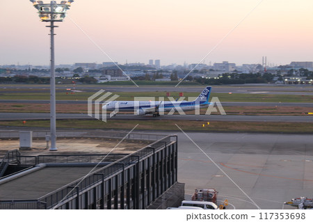 Osaka International Airport evening view Itami Airport at dusk 117353698