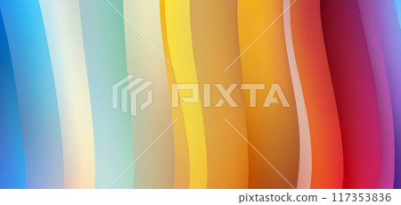 Abstract rainbow background featuring smooth flowing curves in spectrum of colors, dynamic designs, creative backgrounds, visual art projects, diversity in advertising or promotional material 117353836