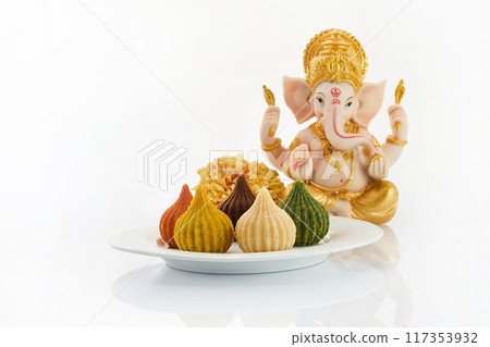 Ganesh Chaturthi Festival. Ganesh with Modaks 117353932