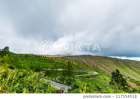 Shiga-Kusatsu Highlands route on a cloudy summer day Shiga-Kusatsu Highlands route on a cloudy summer day 117354518