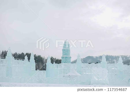 ice palace, inviting ice structure set in a picturesque winter landscape, perfect for promoting winter travel destinations ice palace, inviting ice structure set in a picturesque winter landscape, perfect for promoting winter travel destinations 117354687