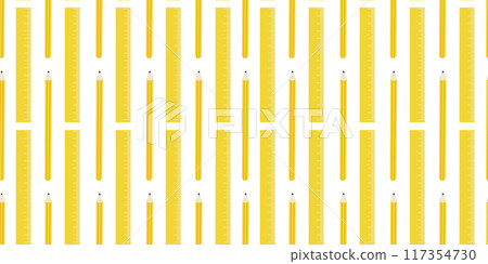 Back to school seamless pattern with pencil and ruler. School supplies vector flat illustration 117354730