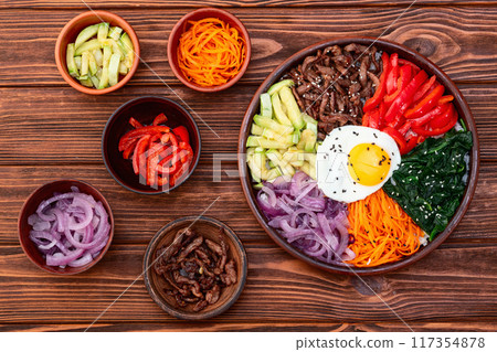Bibimbap traditional korean food . Asian cooking photography Bibimbap traditional korean food . Asian cooking photography 117354878