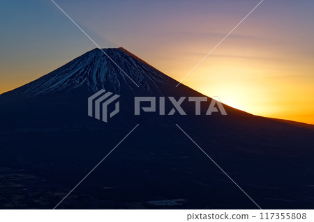 Mt. Fuji at dawn seen from Miruyama Mt. Fuji at dawn seen from Miruyama 117355808