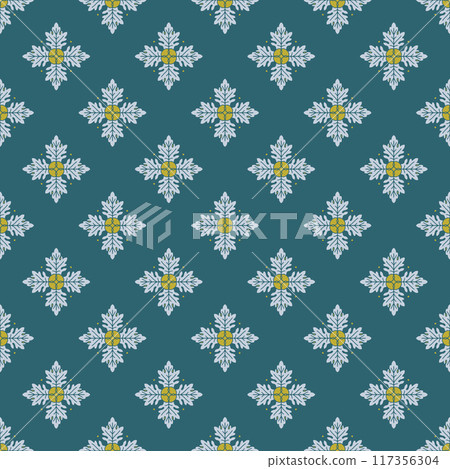 Seamless pattern with hand drawn golden classic floral rosette motifs Seamless pattern with hand drawn golden classic floral rosette motifs 117356304