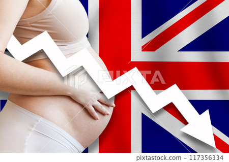 UK Falling Birth Rates. Demographics and pregnancy in United Kingdom concept UK Falling Birth Rates. Demographics and pregnancy in United Kingdom concept 117356334