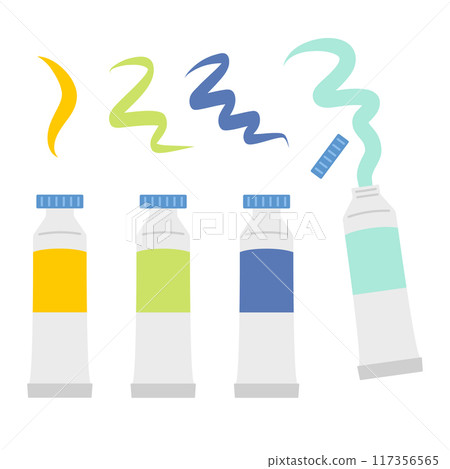 Paint tubes cartoon icon set illustration in flat style. Drawing tools. Vector illustration Paint tubes cartoon icon set illustration in flat style. Drawing tools. Vector illustration 117356565