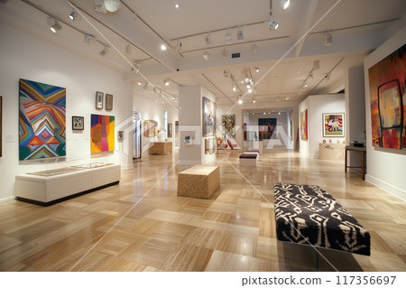 Contemporary art gallery exhibition space 117356697