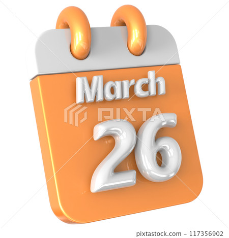 3D Calendar with date number 3D Illustration 117356902