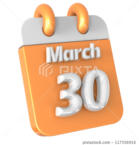 3D Calendar with date number 3D Illustration 117356918