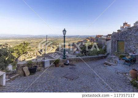 Beautiful hillside village with houses perched on the slopes in Monsanto, Portugal, Europe Beautiful hillside village with houses perched on the slopes in Monsanto, Portugal, Europe 117357117