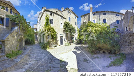 360 - turn shot of the alley way of an old village 360 - turn shot of the alley way of an old village 117357219