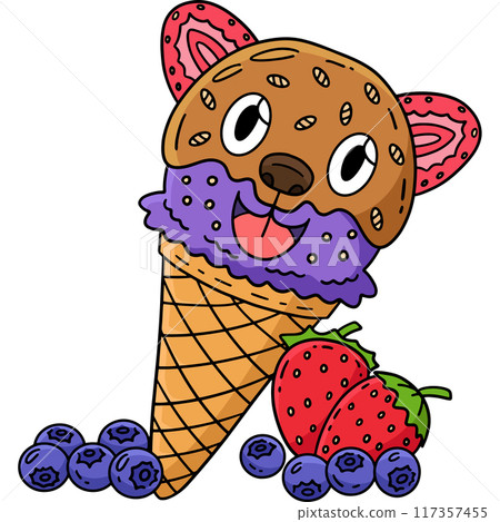 Ice Cream Bear with Strawberries Cartoon Clipart Ice Cream Bear with Strawberries Cartoon Clipart 117357455