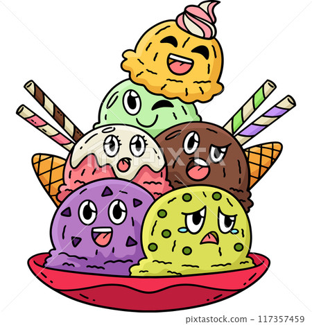 Ice Cream Tower Cartoon Colored Clipart  117357459