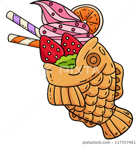 Taiyaki Ice Cream Cartoon Colored Clipart I Taiyaki Ice Cream Cartoon Colored Clipart I 117357461