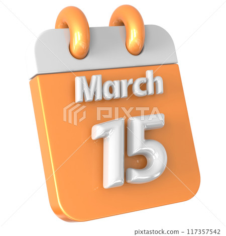 3D Calendar with date number 3D Illustration 117357542