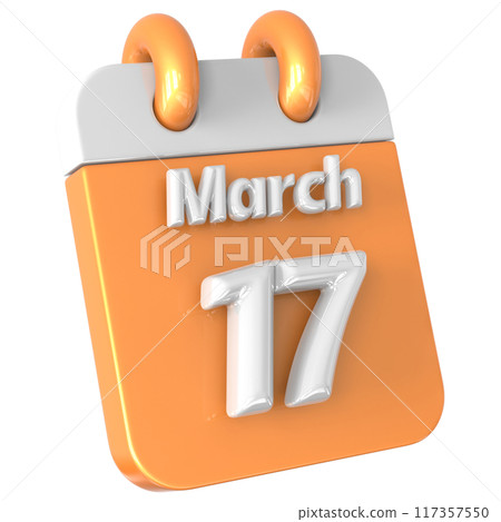 3D Calendar with date number 3D Illustration 117357550