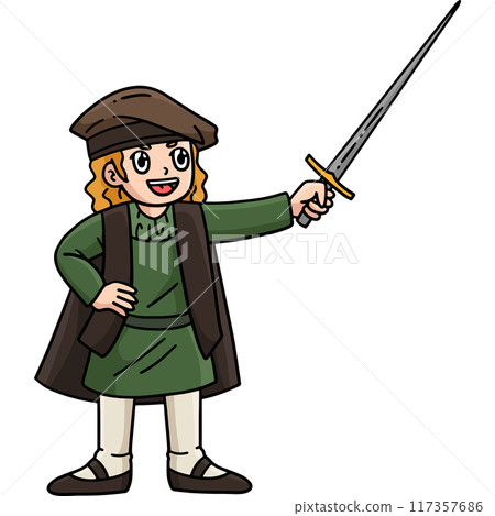 Columbus Day Man with Sword Cartoon Clipart Columbus Day Man with Sword Cartoon Clipart 117357686