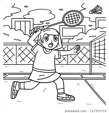Badminton Player Hit Shuttlecock Coloring Page Badminton Player Hit Shuttlecock Coloring Page 117357714