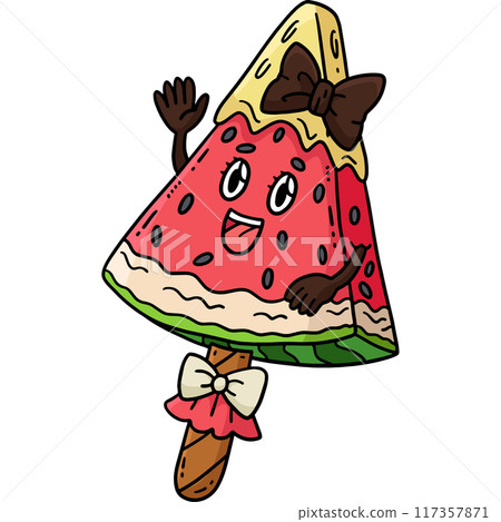 Double Scoop Ice Cream Cartoon Colored Clipart  117357871