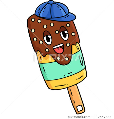 Ice Cream Popsicle Cartoon Colored Clipart  117357882