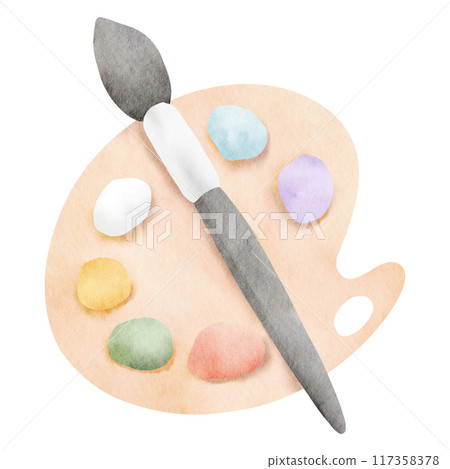 Paint Brush and Wooden Palette Paint Brush and Wooden Palette 117358378