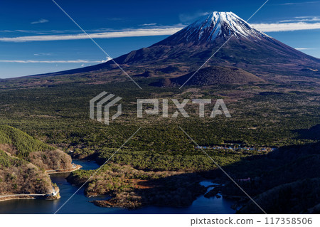 View of Lake Shoji and Mt. Fuji from Shoji Pass 117358506