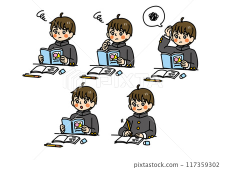 Simple touch male student (study worries) / color 117359302