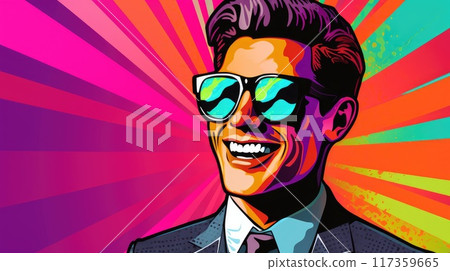 successful happy businessman colorful illustration 117359665