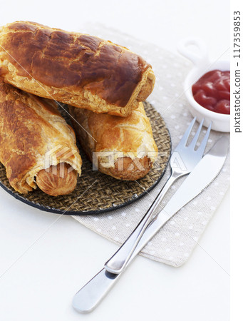 Rolled Hot Dog Sausages 117359853