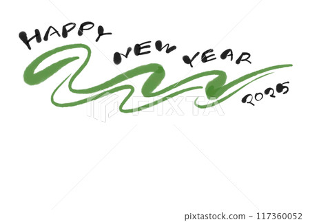 毛筆書寫蛇剪影新年賀卡令與七年2025年陰影插畫素材 117360052