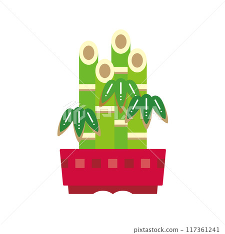 日本盆景的插畫素材。簡單的竹盆景圖示。 日本盆景的插畫素材。簡單的竹盆景圖示。 117361241