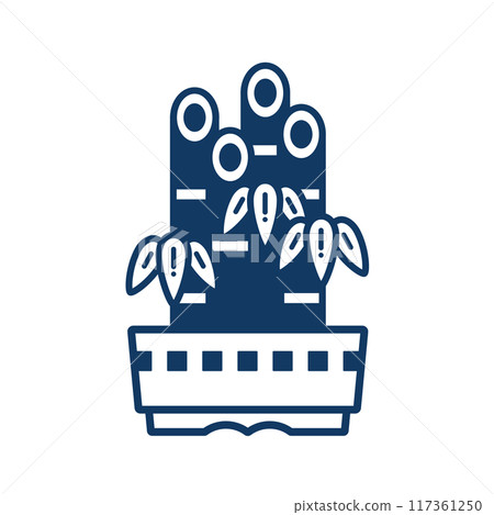 日本盆景的插畫素材。竹盆景線描圖示。 117361250