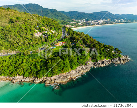 Beautiful seashore in Phuket island Thailand, Sunny summer day ocean background 117362043