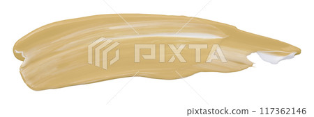 Shiny light brown liquid from separate brush strokes on white background. 117362146