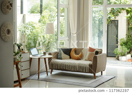 Big Design Living Room With Panoramic Windows 117362287