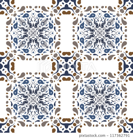 Symmetrical Mosaic Seamless Pattern Modern. Watercolor geometric eastern background. A mix of mirrored abstract designs in a kaleidoscope style. Raster arrangement of bright elementsin mosaic style. Symmetrical Mosaic Seamless Pattern Modern. Watercolor geometric eastern background. A mix of mirrored abstract designs in a kaleidoscope style. Raster arrangement of bright elementsin mosaic style. 117362791