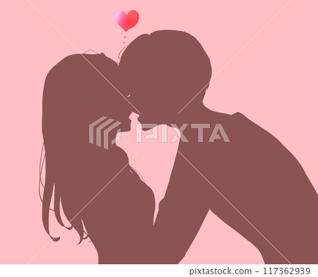 男人攻擊女人，親吻，剪影 117362939