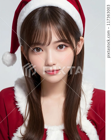 港區長髮女孩打扮成聖誕老人 港區長髮女孩打扮成聖誕老人 117363003