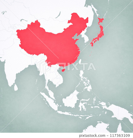 Map of East Asia - China and Japan Map of East Asia - China and Japan 117363109