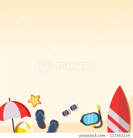summer background. decorative template with summer relax time items summer background. decorative template with summer relax time items 117363234