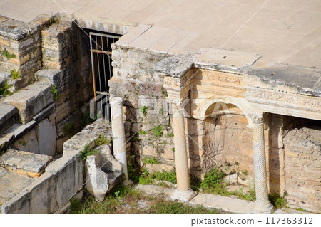 Antique columns and arches in the Hierapolis amphitheater. Antique columns and arches in the Hierapolis amphitheater. 117363312