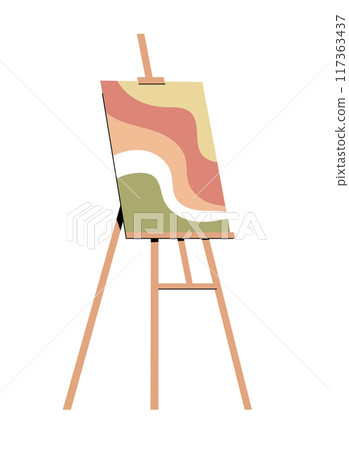 Wooden easel with canvas on white background 117363437