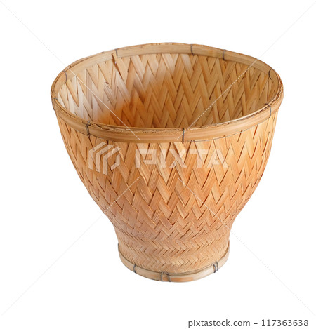 Steamed sticky rice basket made from bamboo . Steamed sticky rice basket made from bamboo . 117363638